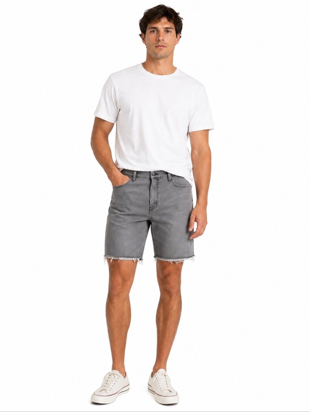 Signature by Levi’s Men's Grey Frayed Cutoff Denim Shorts Size 40